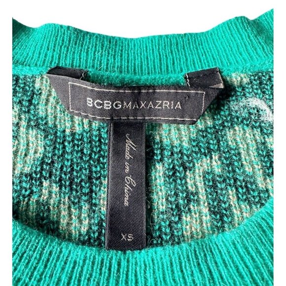 BCBG MAXAZRIA Woman's Sz XS Jaxin Emerald Green Leopard Cheetah Print Sweater - Picture 5 of 9